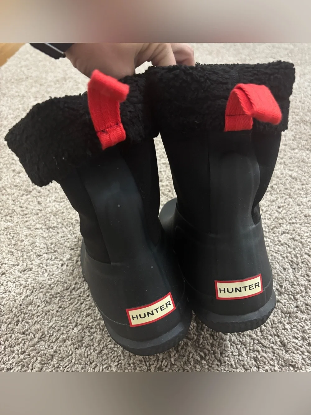 Hunter original roll top Sherpa lined insulated boots size 10 black